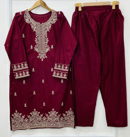 Fairy Embroidered 2PC (Premium Cotton) D-412