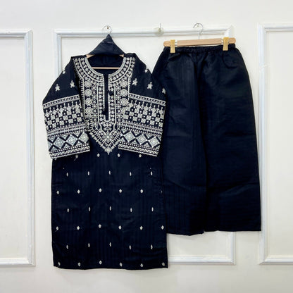 Cross-stitched Embroidered 3PC (Premium Cotton) D-416