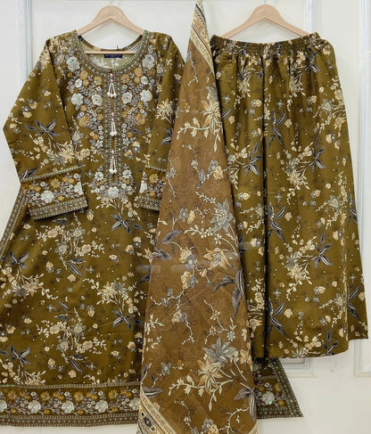 Formal A-line | Frock 3PC Lawn D-592