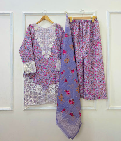 Titli Embroidered 3PC (Bana Dora Silk) D-414