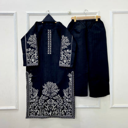 Long-Length Embroidered 3PC (Cotton) D-423