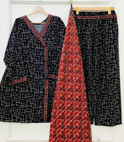 Short Frocks | 3PC Binsaeed Lawn D-670