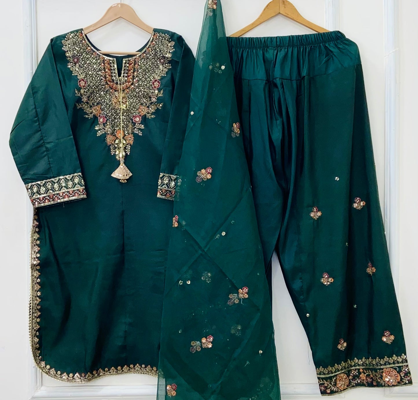 Eid Edit: Embroidered 3PC (Cotton Silk) D-478