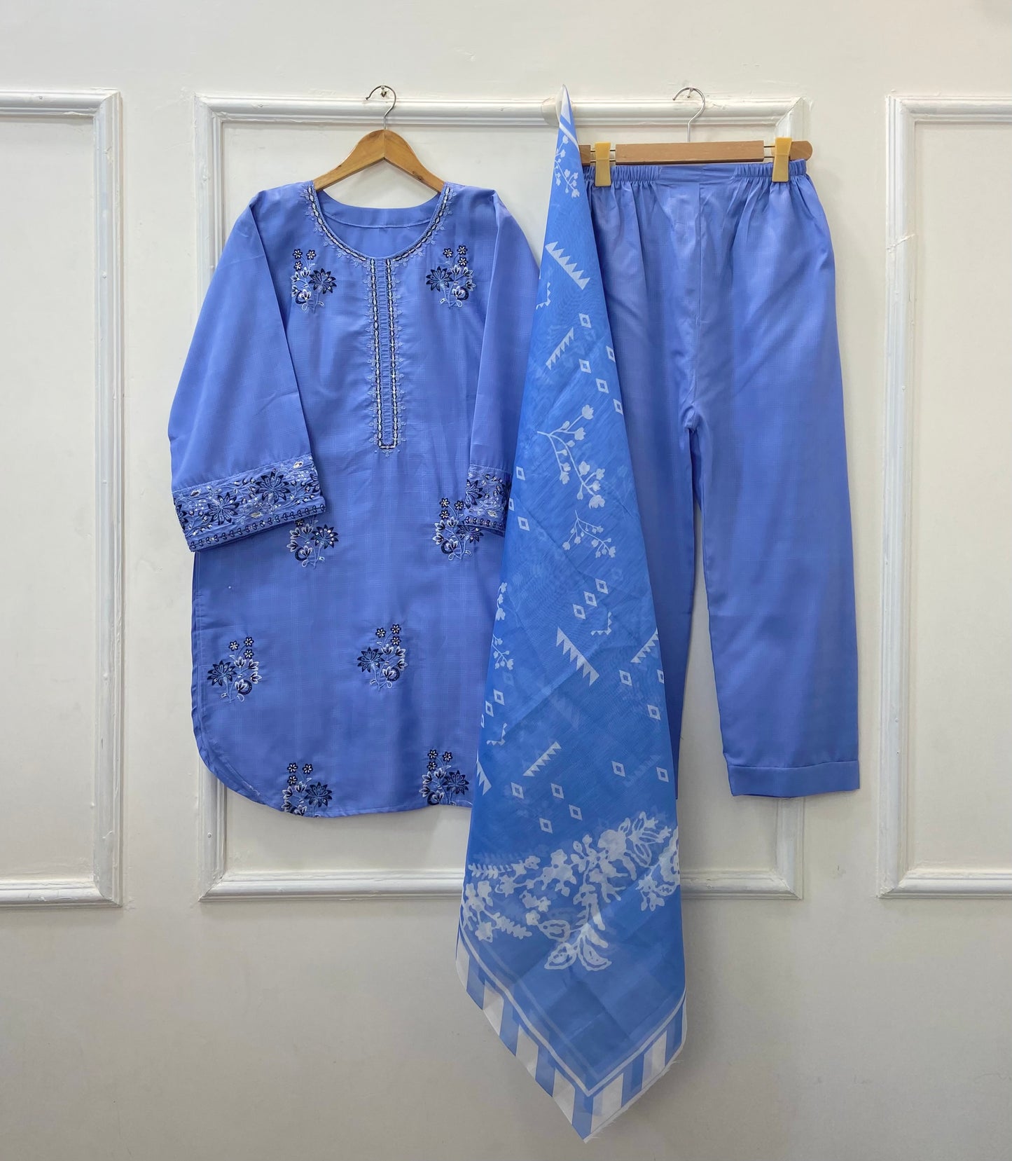 Aurora Embroidered 3PC (Premium Cotton) D-387