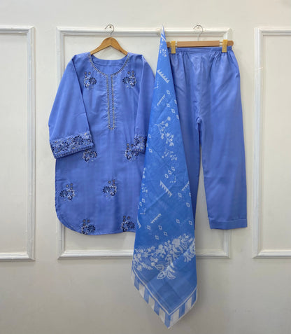 Aurora Embroidered 3PC (Premium Cotton) D-387