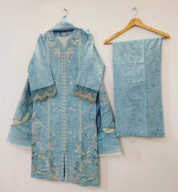 Pearlfect Skyblue 3PC (Premium Lawn) D-64