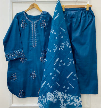 Aurora Embroidered 3PC (Premium Cotton) D-387