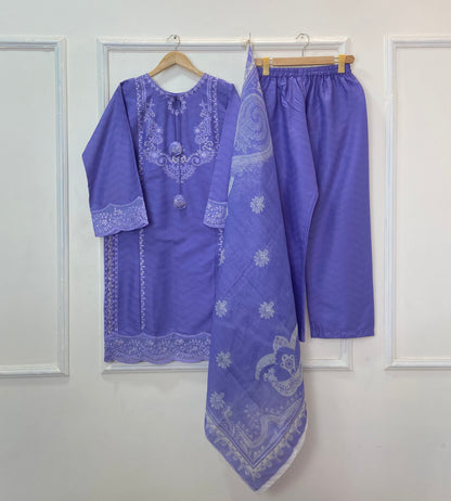Eid Luxe Embroidered 3PC (Premium Cotton) D-365