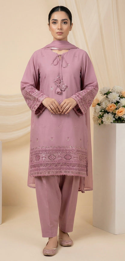 Noori Chicken Kari | Cotton 3PC Tea Pink D-471