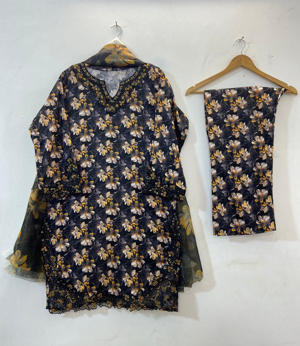 Embroidered Cutwork 3PC (Lawn) D-27