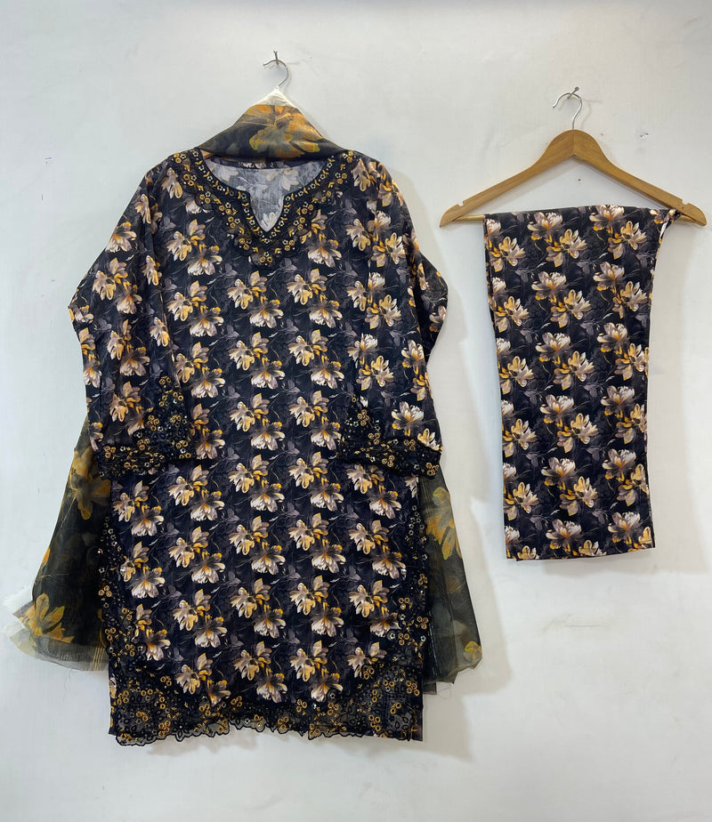 Embroidered Cutwork 3PC (Lawn) D-27