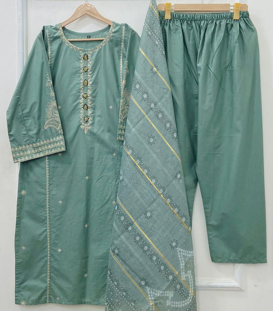 Long Embroidered | 3PC Cotton D-563