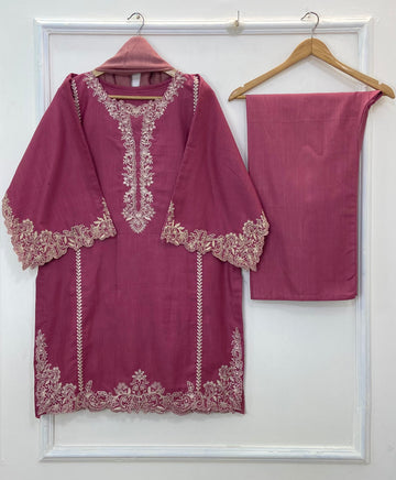 Front Back Cutwork Glam 3PC (Best Seller) (Khaddar) D-210