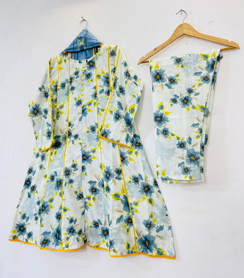Printed Frocks 3PC (Lawn) D-50