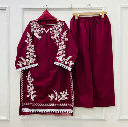 Jall Embroidered 3PC (Cotton) D-519