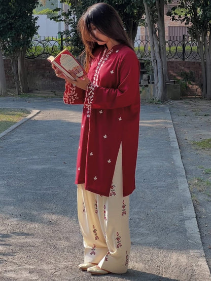 Cherry Berry Embroidered 2PC (Premium Cotton) D-336 DELIVERY TIME 10 to 12 days