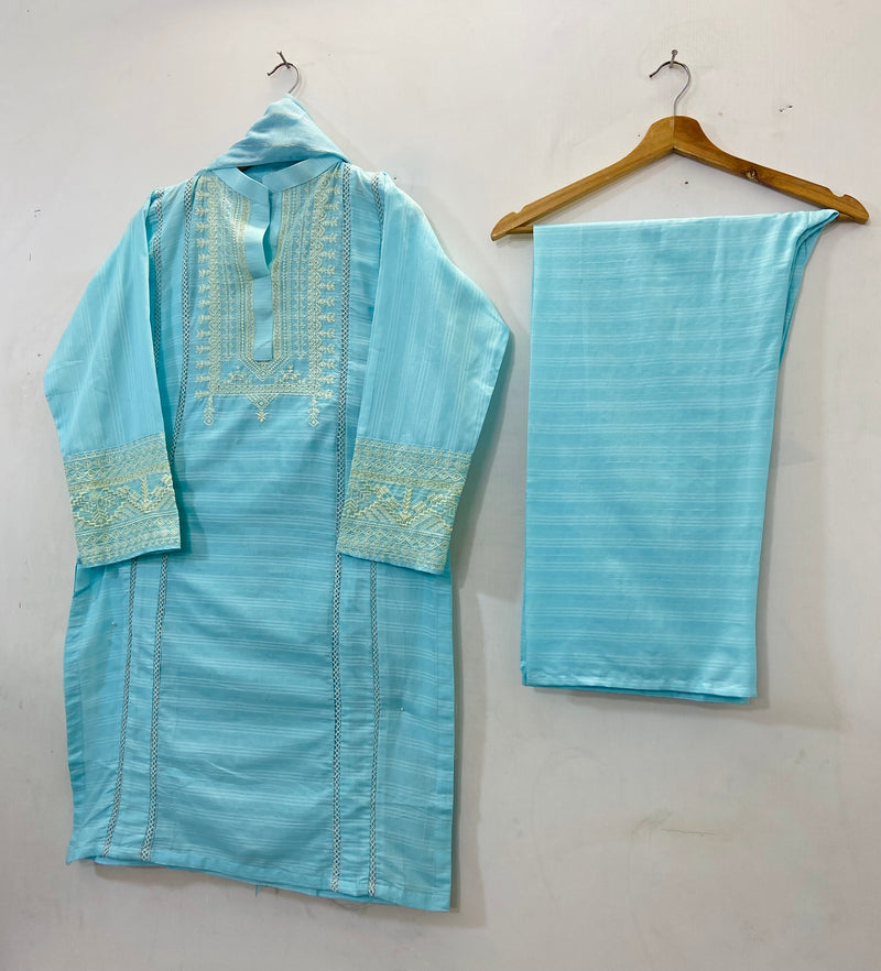 Cross-stitch Embroidered 3PC (Cotton Lawn) D-59