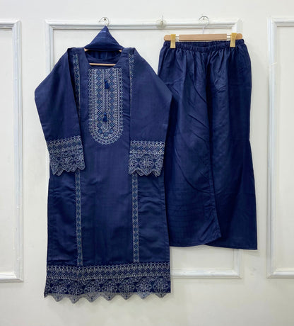 Eid Embroidered 3PC (Premium Cotton) D-488