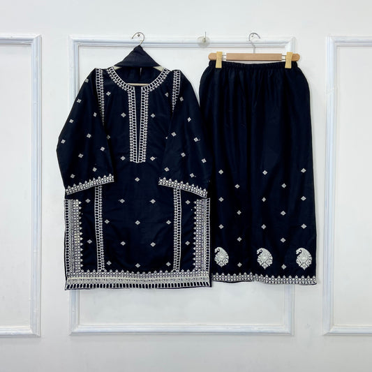 Paired Embroidered 3PC (Premium Cotton) D-402