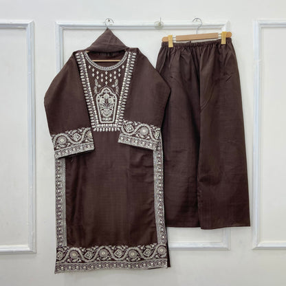 Eid Edit: Embroidered 3PC (Premium Cotton) D-450