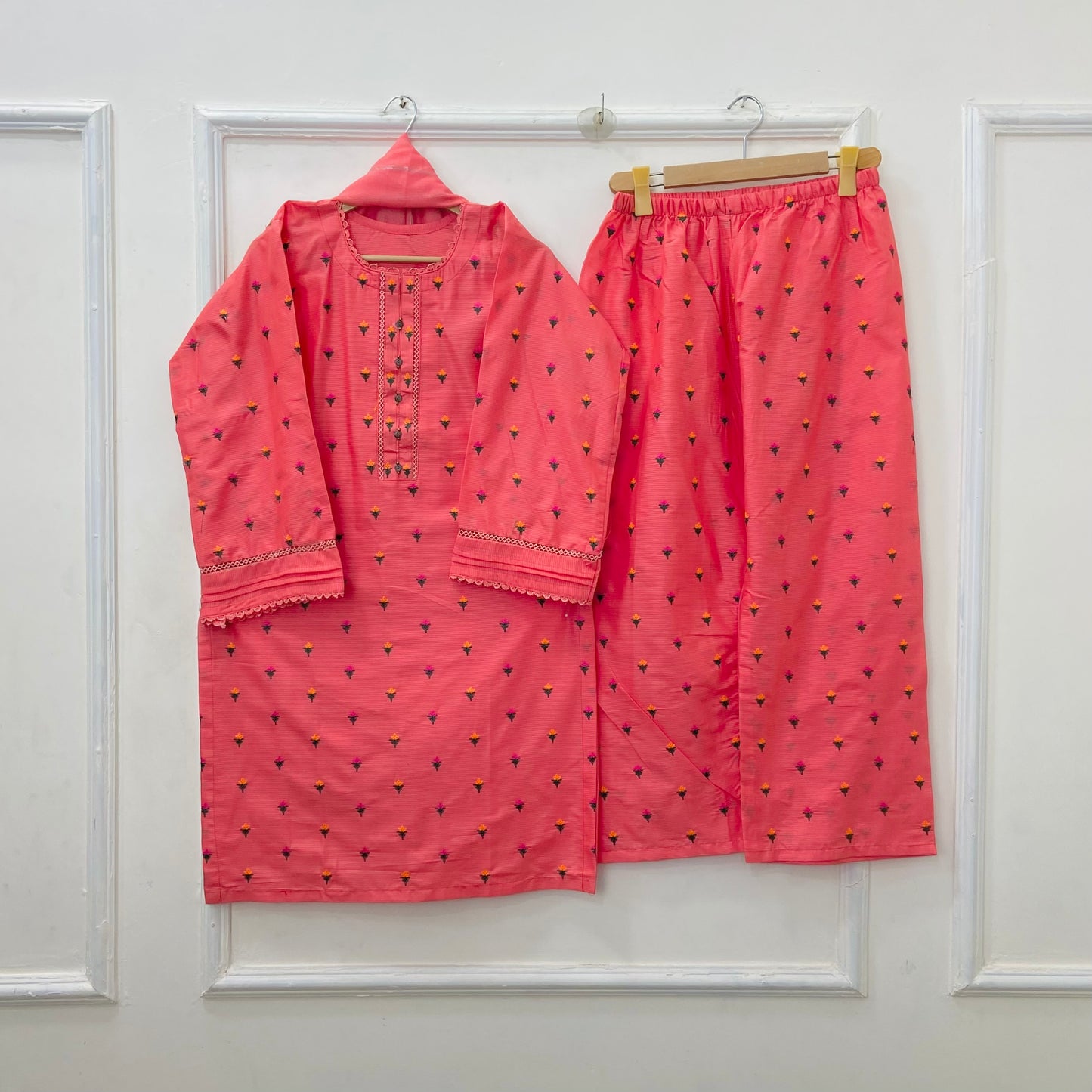 Tulip Embroidered 3PC (Premium Cotton) D-442