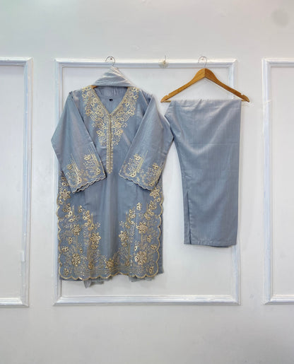 Richly Embroidered Luxe 3PC (Khaddar) D-276