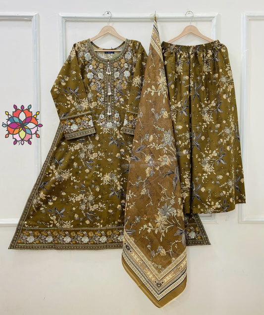 Formal A-line | Frock 3PC Lawn D-592
