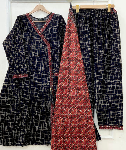 Angrakha Frocks | 3PC Binsaeed Lawn D-653