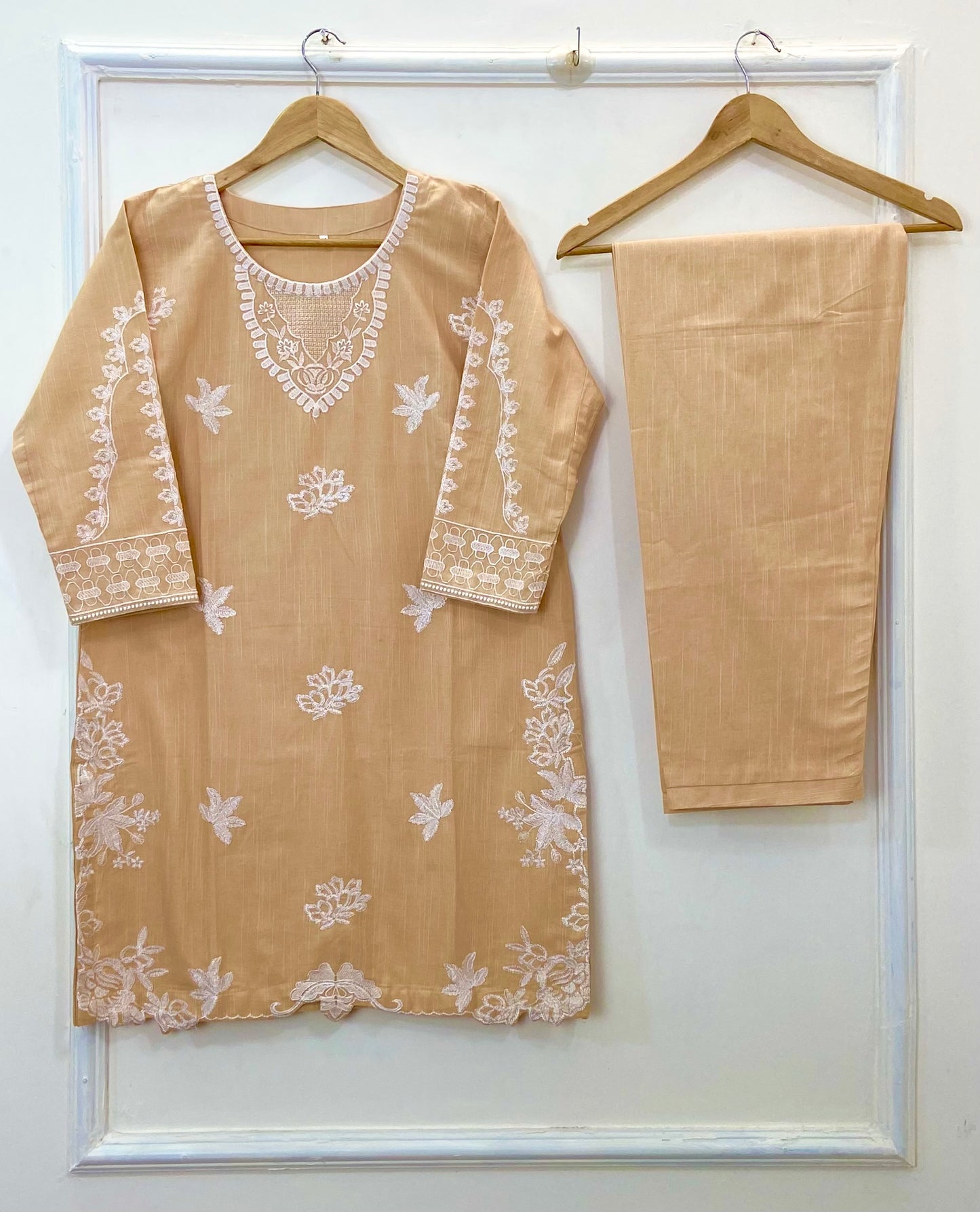 Cream Embroidered 2PC (Khaddar) D-256