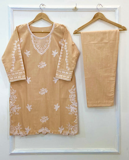 Cream Embroidered 2PC (Khaddar) D-256