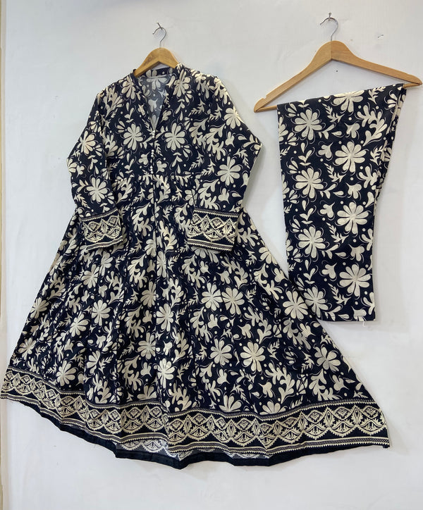Umbrella Floral Frock (Lawn) D-25