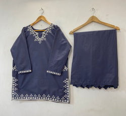 Casual Embroidered Co-Ord Set (Cotton Lawn) D-33