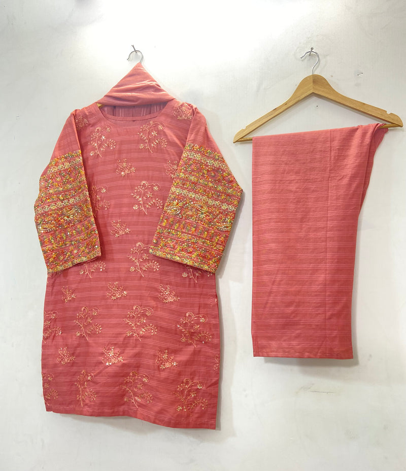 Sequins Embroidered Chic 3PC (Cotton Lawn) D-34