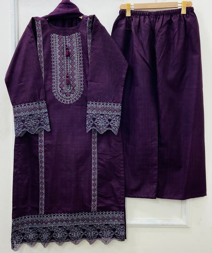 Eid Embroidered 3PC (Premium Cotton) D-488