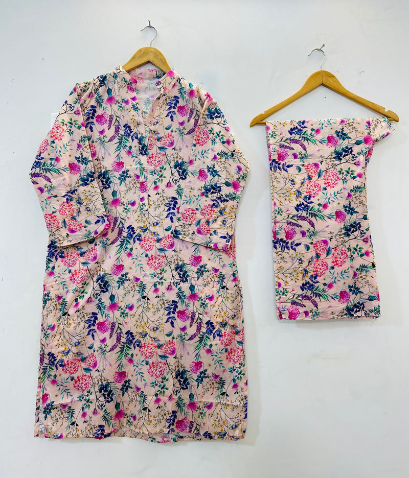 Printed Long Length 2-piece (Lawn) D- 42