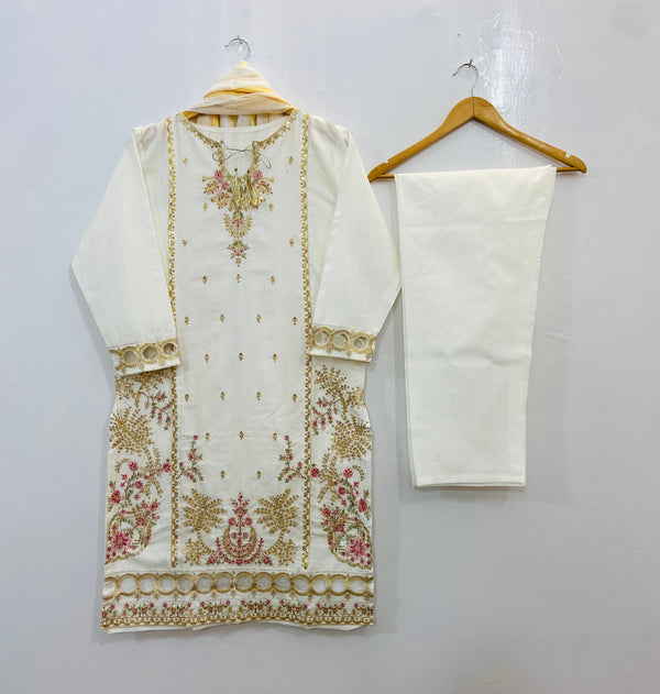 Sparkle Embroidered 3PC (Khaadi Cotton) D-88