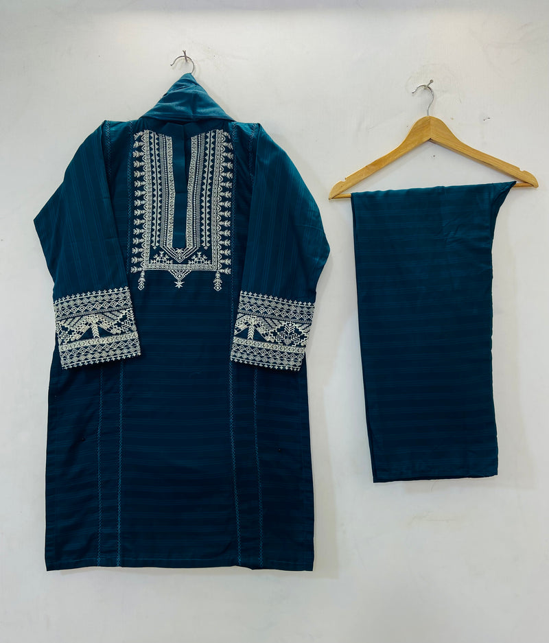 Cross-stitch Embroidered 3PC (Cotton Lawn) D-59