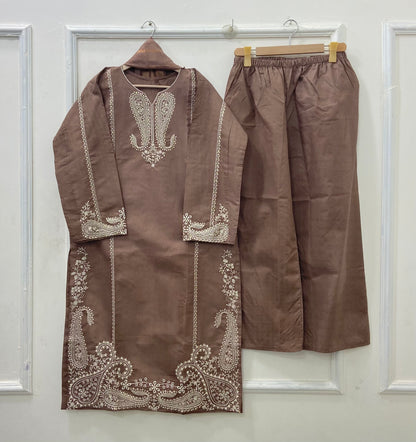 Long Embroidered | 3PC Cotton D-544