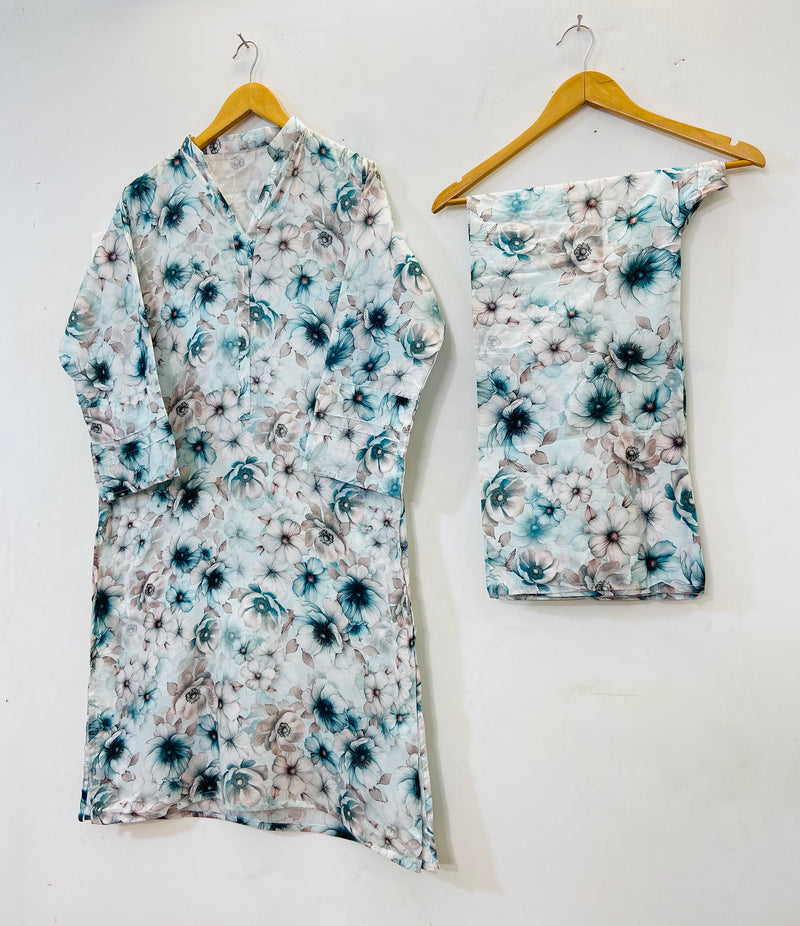 Printed Long Length 2-piece (Lawn) D- 42