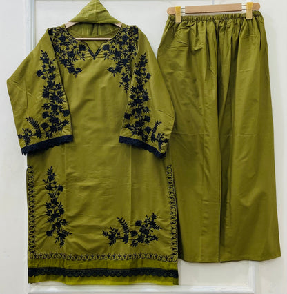 Jall Embroidered 3PC (Cotton) D-519