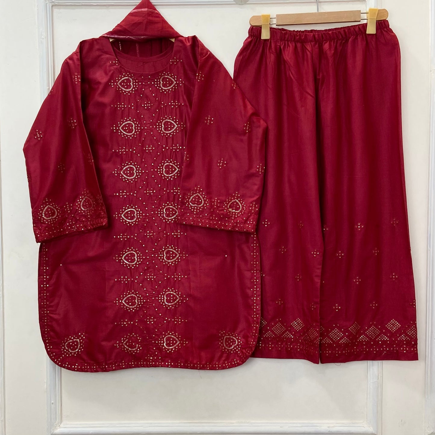 Embroidered 3PC (Premium Cotton) D-393