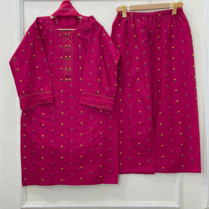 Tulip Embroidered 3PC (Premium Cotton) D-442