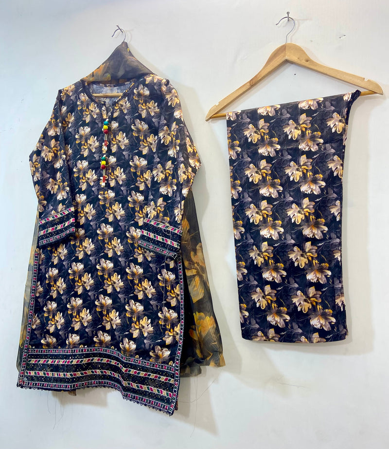 Sequins Chic 3PC (Lawn) D-28
