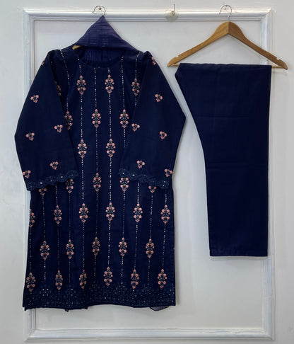 Chicken Kari Embroidered Chic 3PC (Khaddar) D-273