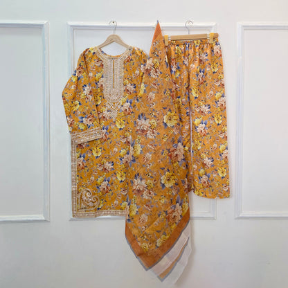 Sequins Embroidered Series: 3PC (Bana Dora Silk) D-366
