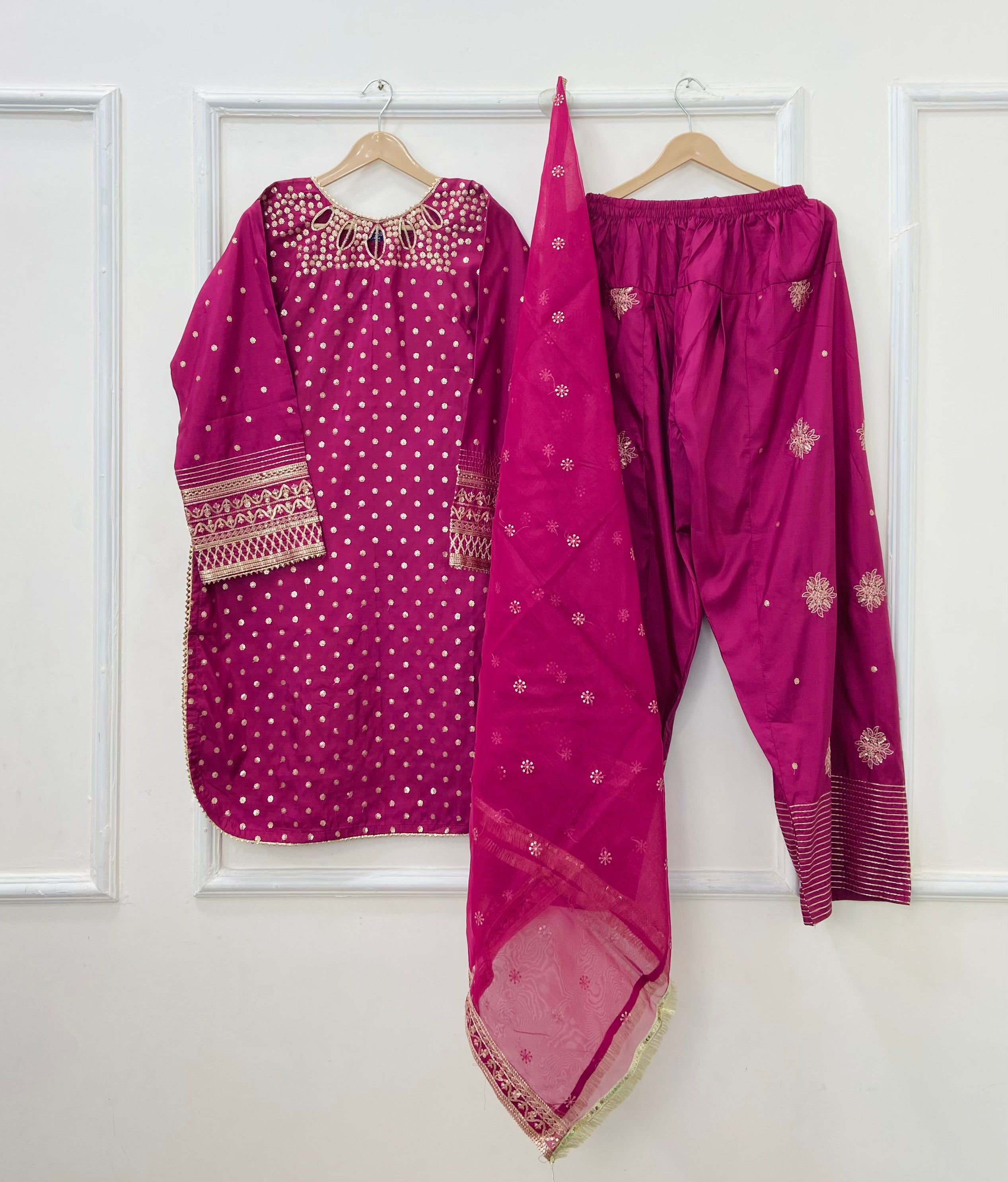 Polka Eid Vibes 3PC (Cotton Silk) D-441