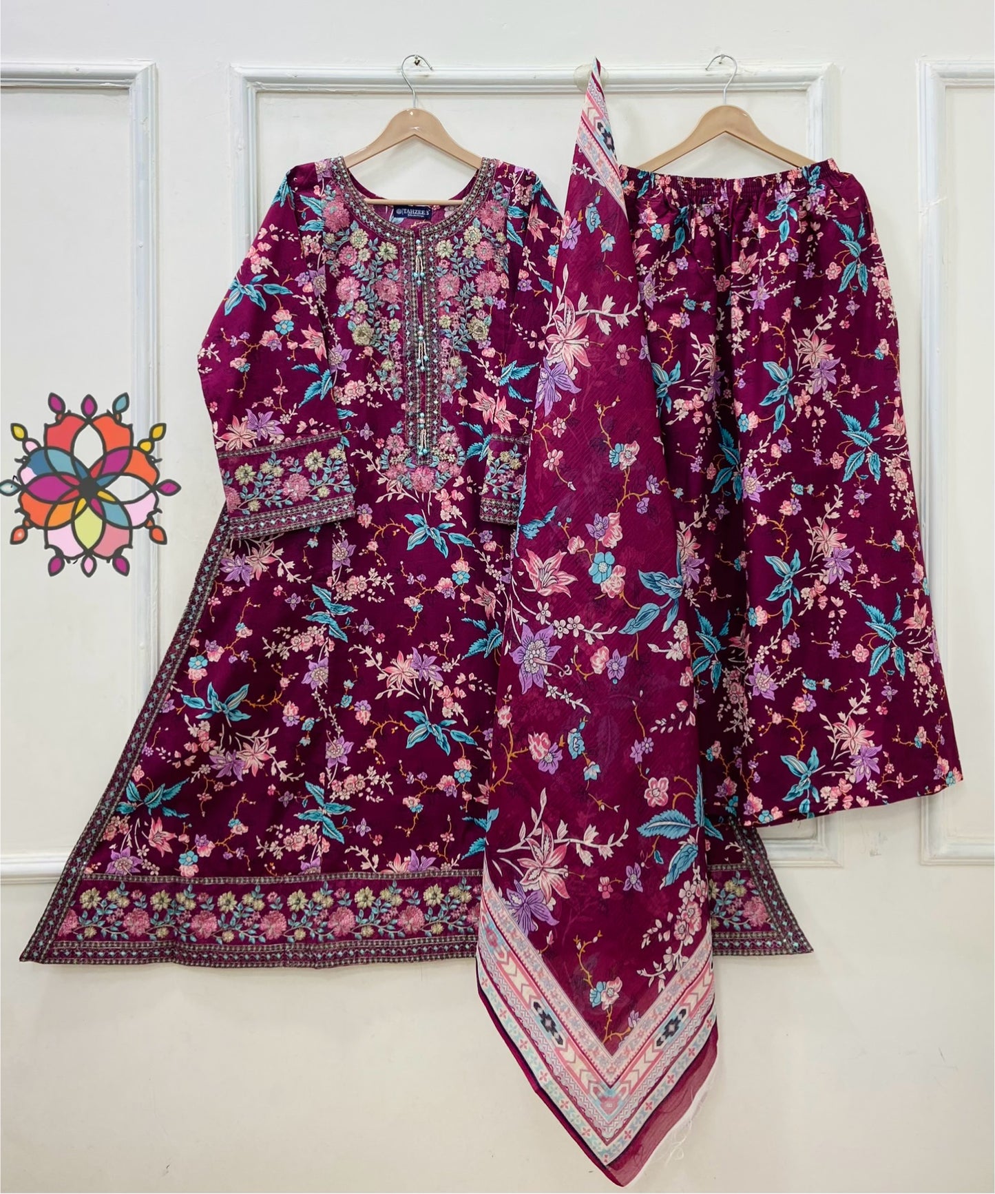 Formal A-line | Frock 3PC Lawn D-592
