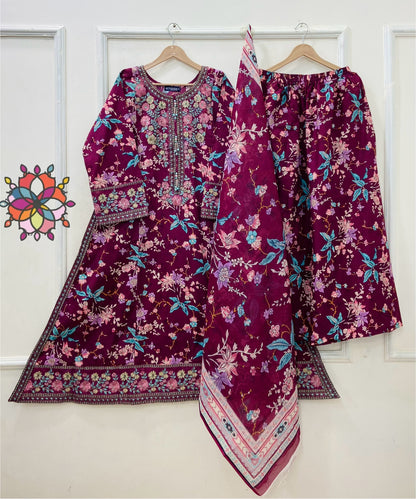 Formal A-line | Frock 3PC Lawn D-592