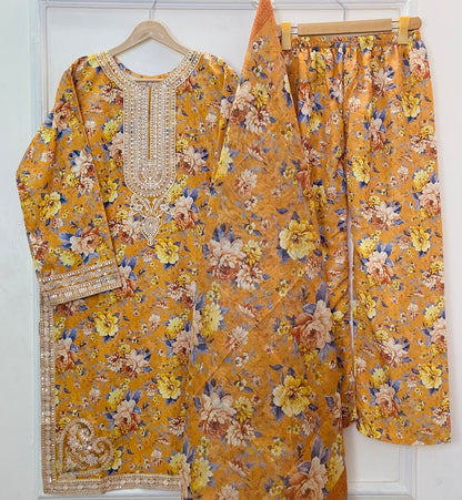 Sequins Embroidered Series: 3PC (Bana Dora Silk) D-366