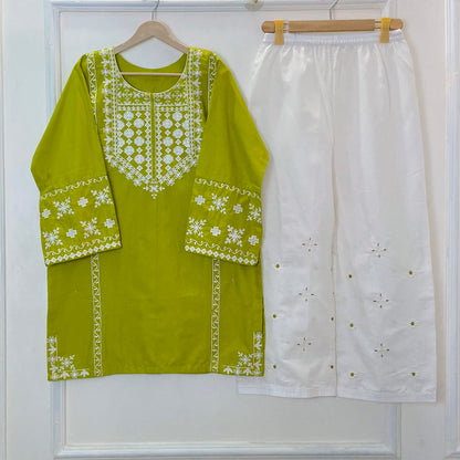 Dual Tone Embroidered 2PC (Premium Cotton) D-361